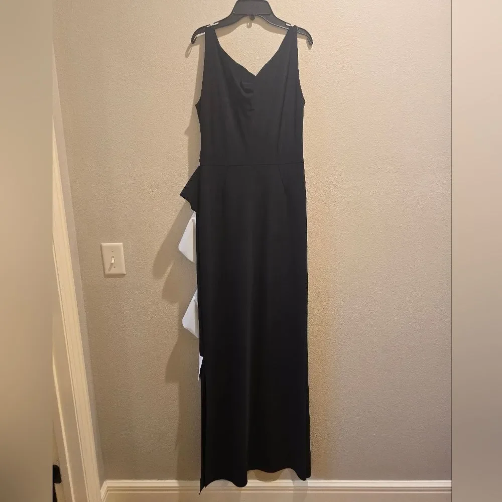 Chiara Boni La Petite Robe Sangiovanna Ruffle Long Gown Dress Black 12 NWT